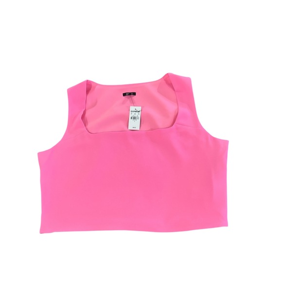 Express Hot Pink Square Neck Sleeveless Crop Top - Women's Tank Top - Picture 1 of 7